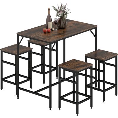 Homcom Set 5 Pezzi Tavolo Alto sgabelli Stile Industriale, in Metallo e Legno, per Soggiorno e Cucina, Marrone Rustico Aosom Italy Homcom Set 5 Pezzi Tavolo Alto sgabelli Stile Industriale, in Metallo e Legno, per Soggiorno e Cucina, Marrone Rustico Aosom Italy