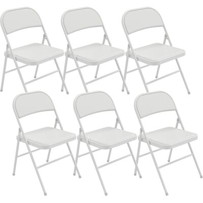 Homcom Set da 6 sedie pieghevoli da sala da pranzo portatili struttura in acciaio, 45x46x78 cm, bianco Aosom Italy Homcom Set da 6 sedie pieghevoli da sala da pranzo portatili struttura in acciaio, 45x46x78 cm, bianco Aosom Italy