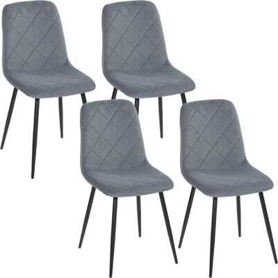Homcom Sedie da pranzo, set da 4 sedie da cucina con schienale, effetto velluto, sedie imbottite con gambe metalliche, per tavolo da pranzo, grigio Aosom Italy Homcom Sedie da pranzo, set da 4 sedie da cucina con schienale, effetto velluto, sedie imbottite con gambe metalliche, per tavolo da pranzo, grigio Aosom Italy