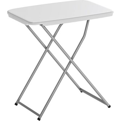 Outsunny Tavolo Pieghevole da Campeggio Portatile con Altezza Regolabile in 5 Livelli, Piano in HDPE e Struttura Metallica, 75x50x73,5 cm, Bianco Aosom Italy Outsunny Tavolo Pieghevole da Campeggio Portatile con Altezza Regolabile in 5 Livelli, Piano in HDPE e Struttura Metallica, 75x50x73,5 cm, Bianco Aosom Italy