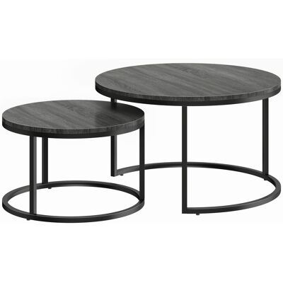 Homcom Set 2 Tavolini da Caffè Moderni, Tavolini Impilabili con Struttura in Metallo per Soggiorno, Camera da Letto, Ufficio, Nero Aosom Italy Homcom Set 2 Tavolini da Caffè Moderni, Tavolini Impilabili con Struttura in Metallo per Soggiorno, Camera da Letto, Ufficio, Nero Aosom Italy