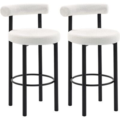 Homcom Set di 2 sgabelli da bar, sedie da bar in tessuto bouclé con schienale curvo, poggiapiedi, 50x52,5x98cm, crema Aosom Italy Homcom Set di 2 sgabelli da bar, sedie da bar in tessuto bouclé con schienale curvo, poggiapiedi, 50x52,5x98cm, crema Aosom Italy