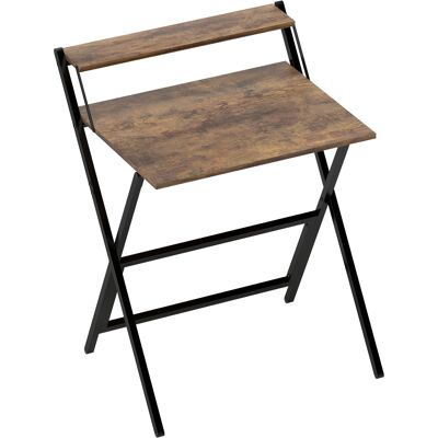 Homcom Scrivania pieghevole 65,5 x 45 cm con ripiano portaoggetti per camera, piccoli spazi, marrone rustico Aosom Italy Homcom Scrivania pieghevole 65,5 x 45 cm con ripiano portaoggetti per camera, piccoli spazi, marrone rustico Aosom Italy