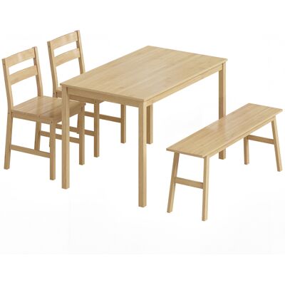 Homcom Set da pranzo in bambù, tavolo con 2 sedie e panca per 4 persone, legno naturale Aosom Italy Homcom Set da pranzo in bambù, tavolo con 2 sedie e panca per 4 persone, legno naturale Aosom Italy