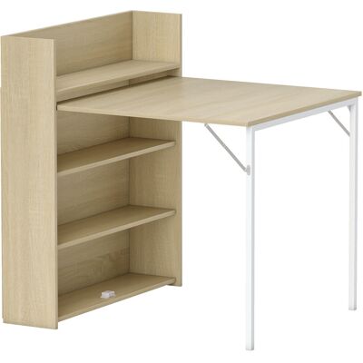 Homcom Tavolo pieghevole salvaspazio con ripiano 78,5x91x93 cm, rovere Aosom Italy Homcom Tavolo pieghevole salvaspazio con ripiano 78,5x91x93 cm, rovere Aosom Italy