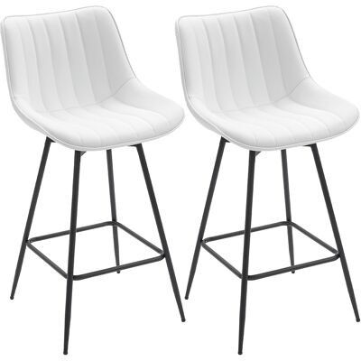 Homcom Set di 2 sgabelli da bar con schienale e poggiapiedi, sedie girevoli 360° rivestite in pelle sintetica, 47x54.5x97.5 cm, Bianco Aosom Italy Homcom Set di 2 sgabelli da bar con schienale e poggiapiedi, sedie girevoli 360° rivestite in pelle sintetica, 47x54.5x97.5 cm, Bianco Aosom Italy