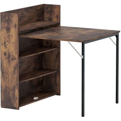 Homcom Tavolo pieghevole salvaspazio con ripiani, design industriale per piccoli spazi, 80x90x93cm, Marrone rustico Aosom Italy Homcom Tavolo pieghevole salvaspazio con ripiani, design industriale per piccoli spazi, 80x90x93cm, Marrone rustico Aosom Italy