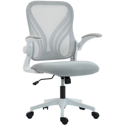 Homcom Sedia da ufficio con schienale ribaltabile e braccioli richiudibili, poltrona ergonomica in rete, 73x62x101-111cm, grigio chiaro Aosom Italy Homcom Sedia da ufficio con schienale ribaltabile e braccioli richiudibili, poltrona ergonomica in rete, 73x62x101-111cm, grigio chiaro Aosom Italy