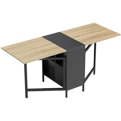 Homcom Tavolo pieghevole da pranzo con ali ribaltabili, 4 scomparti e 3 configurazioni per cucina soggiorno, 169x60x75 cm, naturale scuro Aosom Italy Homcom Tavolo pieghevole da pranzo con ali ribaltabili, 4 scomparti e 3 configurazioni per cucina soggiorno, 169x60x75 cm, naturale scuro Aosom Italy