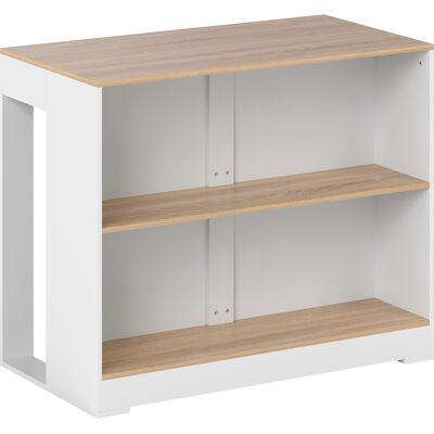 Homcom Tavolo da bar a 3 livelli con 2 scomparti aperti, 113x60x90 cm, bianco e naturale Aosom Italy Homcom Tavolo da bar a 3 livelli con 2 scomparti aperti, 113x60x90 cm, bianco e naturale Aosom Italy