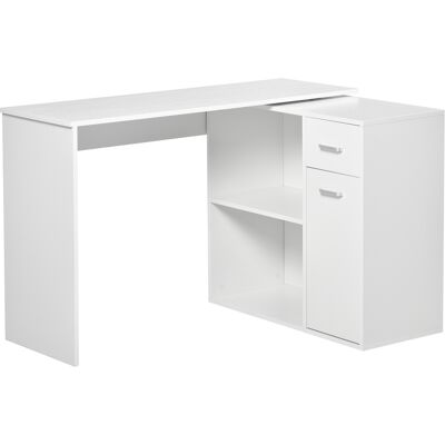 Homcom Scrivania angolare girevole a 180° per computer con libreria e cassetto, armadietto e postazione di lavoro, 117x82x74 cm, bianco Aosom Italy Homcom Scrivania angolare girevole a 180° per computer con libreria e cassetto, armadietto e postazione di lavoro, 117x82x74 cm, bianco Aosom Italy