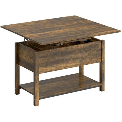Homcom Tavolo da salotto sollevabile ed estensibile con scomparto nascosto e ripiano aperto, 100x45x50,5 cm, marrone rustico Aosom Italy Homcom Tavolo da salotto sollevabile ed estensibile con scomparto nascosto e ripiano aperto, 100x45x50,5 cm, marrone rustico Aosom Italy