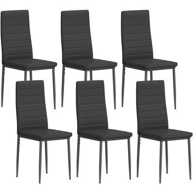 Homcom Set da 6 Sedie da Pranzo Moderne Rivestite in Lino Sintetico, con Schienale Alto e Gambe in Metallo, 41x50x97 cm, Nero Aosom Italy Homcom Set da 6 Sedie da Pranzo Moderne Rivestite in Lino Sintetico, con Schienale Alto e Gambe in Metallo, 41x50x97 cm, Nero Aosom Italy