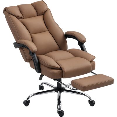 Homcom Sedia da Scrivania con poggiapiedi e Schienale Reclinabile, Imbottitura Spessa e Rivestita in Pelle Sintetica, 66x72x121 cm, Marrone Aosom Italy Homcom Sedia da Scrivania con poggiapiedi e Schienale Reclinabile, Imbottitura Spessa e Rivestita in Pelle Sintetica, 66x72x121 cm, Marrone Aosom Italy