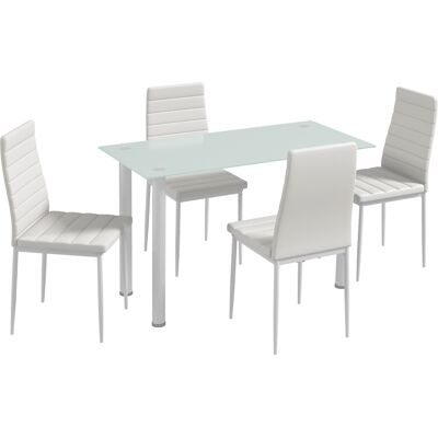 HOMCOM Set da Pranzo 5 pezzi - Tavolo in Vetro e 4 Sedie HOMCOM Set da Pranzo 5 pezzi - Tavolo in Vetro e 4 Sedie