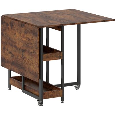Homcom Tavolo da pranzo pieghevole in stile industriale, fino a 4 persone, ripiani aperti, flessibile, metallo, pannello truciolare, marrone Aosom Italy Homcom Tavolo da pranzo pieghevole in stile industriale, fino a 4 persone, ripiani aperti, flessibile, metallo, pannello truciolare, marrone Aosom Italy