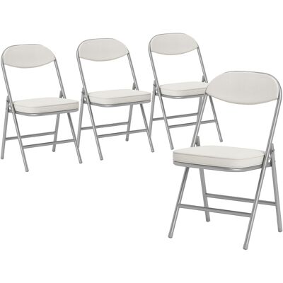 Homcom Set da 4 sedie pieghevoli imbottite, sedie pieghevoli con rivestimento in velluto a coste, schienale, telaio metallico, bianco crema Aosom Italy Homcom Set da 4 sedie pieghevoli imbottite, sedie pieghevoli con rivestimento in velluto a coste, schienale, telaio metallico, bianco crema Aosom Italy