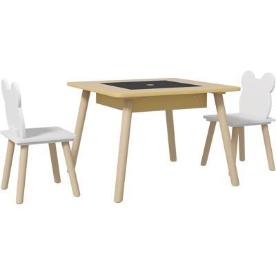 Aiyaplay Tavolo bambini con 2 sedie e vano portaoggetti, Legno naturale Aosom Italy Aiyaplay Tavolo bambini con 2 sedie e vano portaoggetti, Legno naturale Aosom Italy