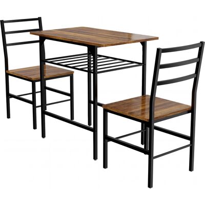 Homcom Set tavolo pranzo con 2 sedie e struttura in metallo, Marrone Aosom Italy Homcom Set tavolo pranzo con 2 sedie e struttura in metallo, Marrone Aosom Italy