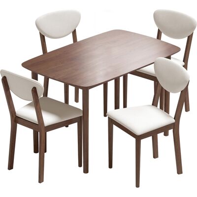 Homcom Set tavolo da pranzo con 4 sedie imbottite per 4 persone, Crema Aosom Italy Homcom Set tavolo da pranzo con 4 sedie imbottite per 4 persone, Crema Aosom Italy