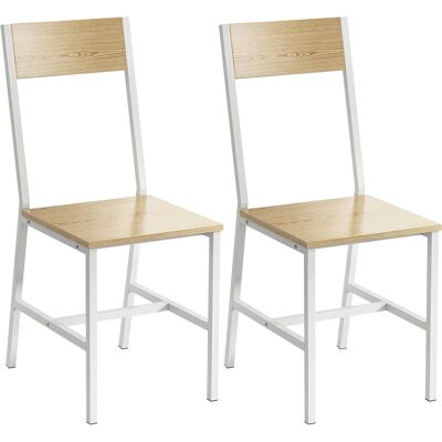 Homcom Set di 2 Sedie da Pranzo con Schienale Inclinato e Struttura Metallica, 36x47x88.3 cm, Legno naturale Aosom Italy Homcom Set di 2 Sedie da Pranzo con Schienale Inclinato e Struttura Metallica, 36x47x88.3 cm, Legno naturale Aosom Italy