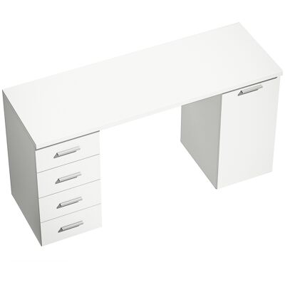 Homcom Scrivania per Computer con 4 Cassetti e Armadietto per Studio, 140x48x75 cm, Bianco Aosom Italy Homcom Scrivania per Computer con 4 Cassetti e Armadietto per Studio, 140x48x75 cm, Bianco Aosom Italy