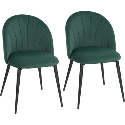 Homcom Set di 2 Sedie Sala da Pranzo in Velluto, con Schienale Curvo a Conchiglia, Gambe in Acciaio, Stile Nordico, Verde Scuro Aosom Italy Homcom Set di 2 Sedie Sala da Pranzo in Velluto, con Schienale Curvo a Conchiglia, Gambe in Acciaio, Stile Nordico, Verde Scuro Aosom Italy
