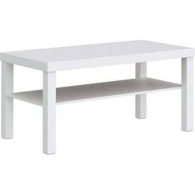 Homcom Tavolino Rettangolare da Salotto a 2 Livelli con Ripiano di Stoccaggio, 90x45x44,5 cm, Bianco Aosom Italy Homcom Tavolino Rettangolare da Salotto a 2 Livelli con Ripiano di Stoccaggio, 90x45x44,5 cm, Bianco Aosom Italy