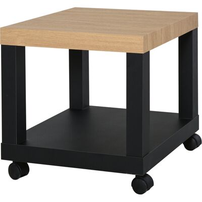 Homcom Tavolino Moderno su Ruote con Mensola Aperta, 40x40x40 cm, Legno Naturale e Nero Aosom Italy Homcom Tavolino Moderno su Ruote con Mensola Aperta, 40x40x40 cm, Legno Naturale e Nero Aosom Italy
