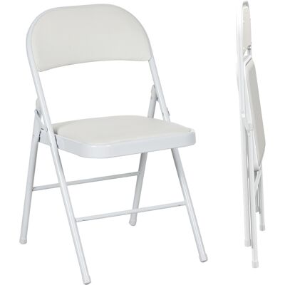 Homcom Set 2 Sedie Pieghevoli Imbottite in Finta Pelle PU e Metallo, 45x46x78 cm, Bianco Aosom Italy Homcom Set 2 Sedie Pieghevoli Imbottite in Finta Pelle PU e Metallo, 45x46x78 cm, Bianco Aosom Italy