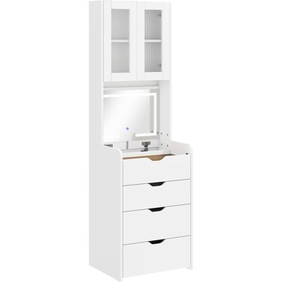 Homcom Toeletta Trucco con Specchio Illuminato e Sgabello, Luce Regolabile, Cassetti e Armadietto, 50x40x160 cm, Bianco Aosom Italy Homcom Toeletta Trucco con Specchio Illuminato e Sgabello, Luce Regolabile, Cassetti e Armadietto, 50x40x160 cm, Bianco Aosom Italy