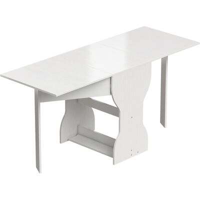 Homcom Tavolo da Pranzo Pieghevole per 4 Persone con Ripiano, in Legno, 160x60x75 cm, Bianco Aosom Italy Homcom Tavolo da Pranzo Pieghevole per 4 Persone con Ripiano, in Legno, 160x60x75 cm, Bianco Aosom Italy