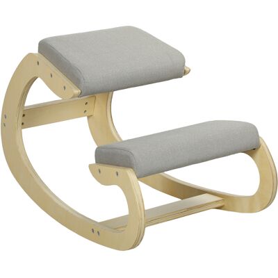 Homcom Sedia Ergonomica con Inginocchiatoio e Reclinabile, in Tessuto Effetto Lino e Legno, 55x85x55 cm, Grigio Chiaro Aosom Italy Homcom Sedia Ergonomica con Inginocchiatoio e Reclinabile, in Tessuto Effetto Lino e Legno, 55x85x55 cm, Grigio Chiaro Aosom Italy
