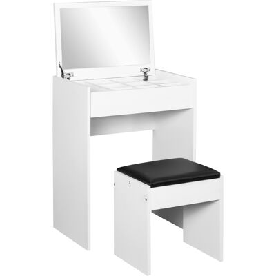 Homcom Tavolo Da Trucco Bianco e Nero con Specchio e Sgabello - Tavolo Da Trucco Homcom Tavolo Da Trucco Bianco e Nero con Specchio e Sgabello - Tavolo Da Trucco