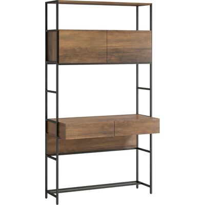Homcom Scrivania per Computer con Scaffali e 2 Cassetti per Casa e Ufficio, 100x45x185 cm, Effetto Legno Marrone Aosom Italy Homcom Scrivania per Computer con Scaffali e 2 Cassetti per Casa e Ufficio, 100x45x185 cm, Effetto Legno Marrone Aosom Italy