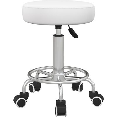 Vinsetto Sgabello da salone regolabile in altezza in finta pelle, portata 110 kg, bianco Aosom Italy Vinsetto Sgabello da salone regolabile in altezza in finta pelle, portata 110 kg, bianco Aosom Italy