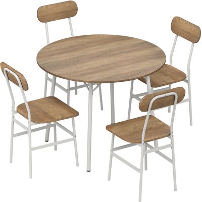 Homcom Set Tavolo da Pranzo con 4 Sedie, Tavolo Cucina con Sedie per 4 Persone, Struttura in Metallo, Naturale Aosom Italy Homcom Set Tavolo da Pranzo con 4 Sedie, Tavolo Cucina con Sedie per 4 Persone, Struttura in Metallo, Naturale Aosom Italy
