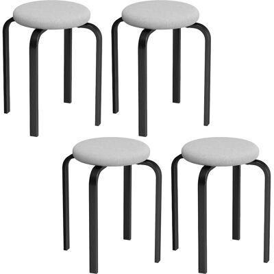 Homcom Set di 4 Sgabelli Impilabili Moderni con Cuscino Tondi, Grigio Aosom Italy Homcom Set di 4 Sgabelli Impilabili Moderni con Cuscino Tondi, Grigio Aosom Italy