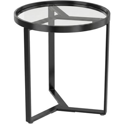 Homcom Tavolino da salotto rotondo con piano in vetro temperato, Nero Aosom Italy Homcom Tavolino da salotto rotondo con piano in vetro temperato, Nero Aosom Italy