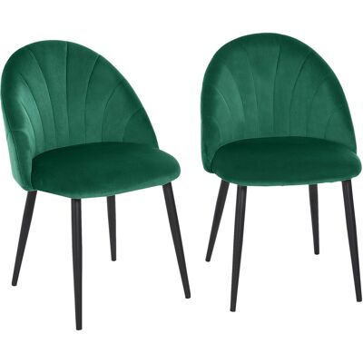 Homcom Set di 2 Sedie da Pranzo Imbottite con Schienale a Conchiglia in Velluto, Gambe in Metallo, Sedie da Cucina, 52x54x79 cm, Verde Aosom Italy Homcom Set di 2 Sedie da Pranzo Imbottite con Schienale a Conchiglia in Velluto, Gambe in Metallo, Sedie da Cucina, 52x54x79 cm, Verde Aosom Italy