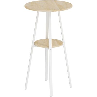 Homcom Tavolo Alto Rotondo con Mensola, Tavolo Moderno per Cucina o Sala da Pranzo, per 2 Persone, Naturale e Bianco Aosom Italy Homcom Tavolo Alto Rotondo con Mensola, Tavolo Moderno per Cucina o Sala da Pranzo, per 2 Persone, Naturale e Bianco Aosom Italy