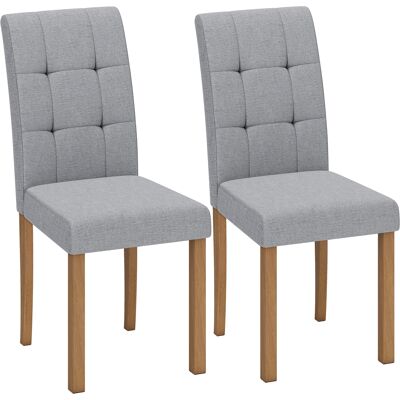 Homcom Set 2 sedie da pranzo imbottite in tessuto effetto lino, Grigio chiaro Aosom Italy Homcom Set 2 sedie da pranzo imbottite in tessuto effetto lino, Grigio chiaro Aosom Italy