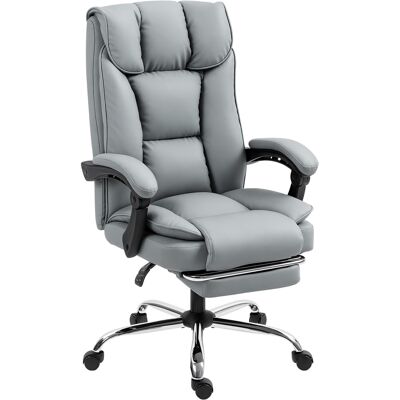 Homcom Sedia da ufficio ergonomica, reclinabile e girevole con poggiapiedi, grigio Aosom Italy Homcom Sedia da ufficio ergonomica, reclinabile e girevole con poggiapiedi, grigio Aosom Italy