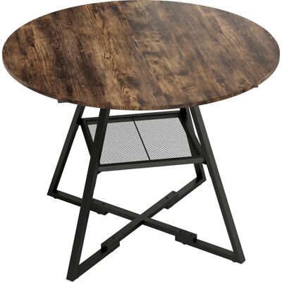 Homcom Tavolo da pranzo 4 posti, 100 cm rotondo, cucina industriale, ripiano portaoggetti, marrone rustico. Aosom Italy Homcom Tavolo da pranzo 4 posti, 100 cm rotondo, cucina industriale, ripiano portaoggetti, marrone rustico. Aosom Italy