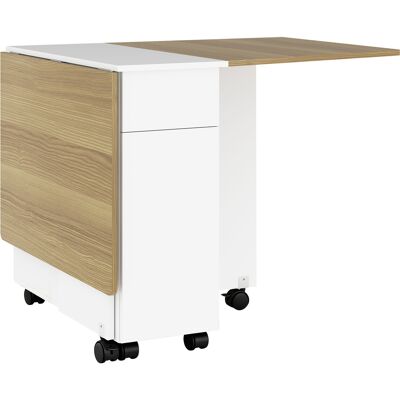 HOMCOM Tavolo in Legno Estensibile con Cassetti e Armadietto HOMCOM Tavolo in Legno Estensibile con Cassetti e Armadietto