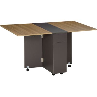 Homcom Tavolo Pieghevole Rettangolare da Pranzo in Truciolato con 2 Cassetti, un Armadietto e 6 Ruote, max. 6 Persone, 140x76x74cm, Color Legno Aosom Homcom Tavolo Pieghevole Rettangolare da Pranzo in Truciolato con 2 Cassetti, un Armadietto e 6 Ruote, max. 6 Persone, 140x76x74cm, Color Legno Aosom