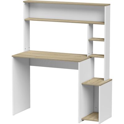 Homcom Scrivania per computer con ripiani, supporto monitor e CPU, 114x45x138 cm, bianco e legno Aosom Italy Homcom Scrivania per computer con ripiani, supporto monitor e CPU, 114x45x138 cm, bianco e legno Aosom Italy