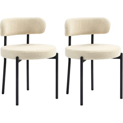 Homcom Set di 2 Sedie Sala da Pranzo in Tessuto Sherpa, Sedie da Cucina con Gambe in Acciaio, Sedia Imbottita per Cucina Aosom Italy Homcom Set di 2 Sedie Sala da Pranzo in Tessuto Sherpa, Sedie da Cucina con Gambe in Acciaio, Sedia Imbottita per Cucina Aosom Italy
