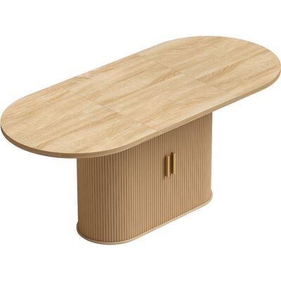 Homcom Tavolo da pranzo ovale per 6 persone con ante a rullo e 6 vani, 180x80x75cm, Rovere Aosom Italy Homcom Tavolo da pranzo ovale per 6 persone con ante a rullo e 6 vani, 180x80x75cm, Rovere Aosom Italy