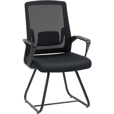 Homcom Sedia da Ufficio Senza Ruote Ergonomica con Braccioli per Sala d'Attesa, Nero Aosom Italy Homcom Sedia da Ufficio Senza Ruote Ergonomica con Braccioli per Sala d'Attesa, Nero Aosom Italy